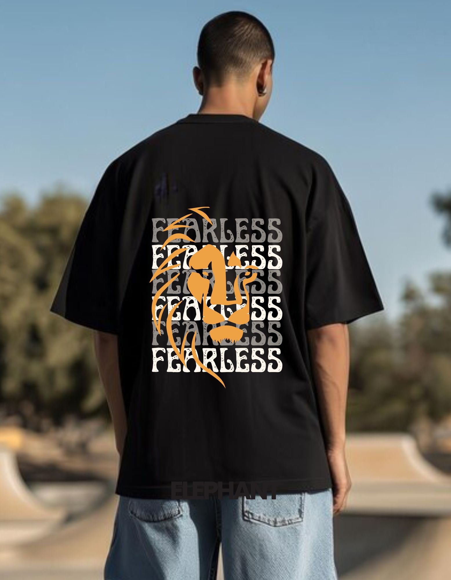 Oversize T-Shirt Bikers Lion Print